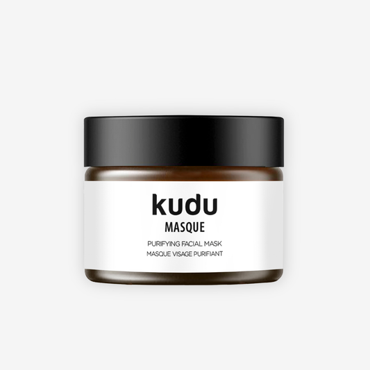 Kudu Masque purifying facial mask jar on a white background