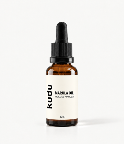 Kudu Marula Oil nourishing facial oil in amber glass dropper bottle