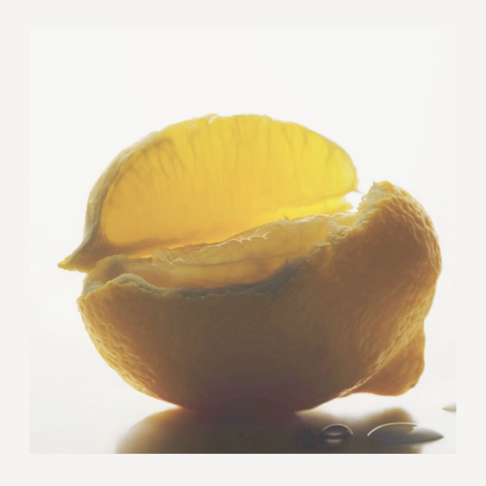 Citrus fruit in soft diffused light representng graefruit and mandarin scent notes in body cream 