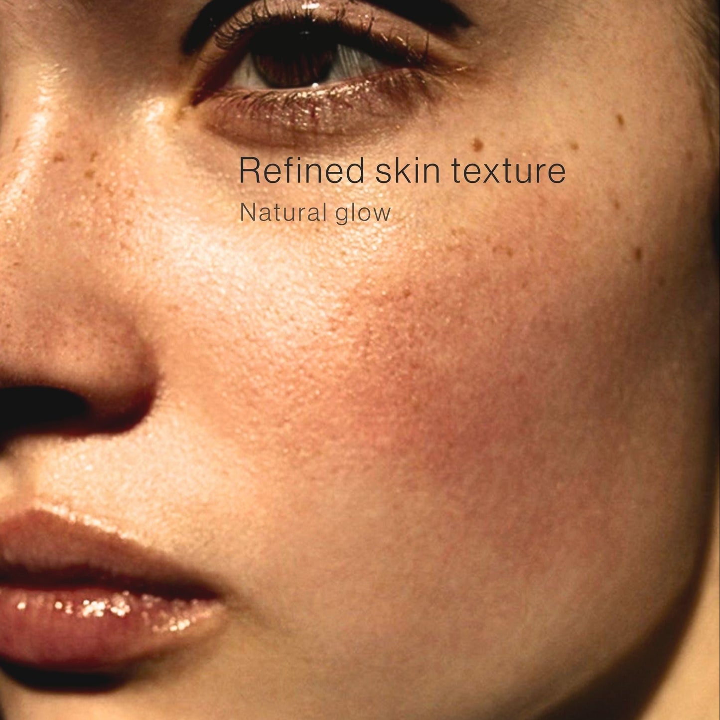 Glowing skin close-up with marula face oil showing refined texture and natural glow