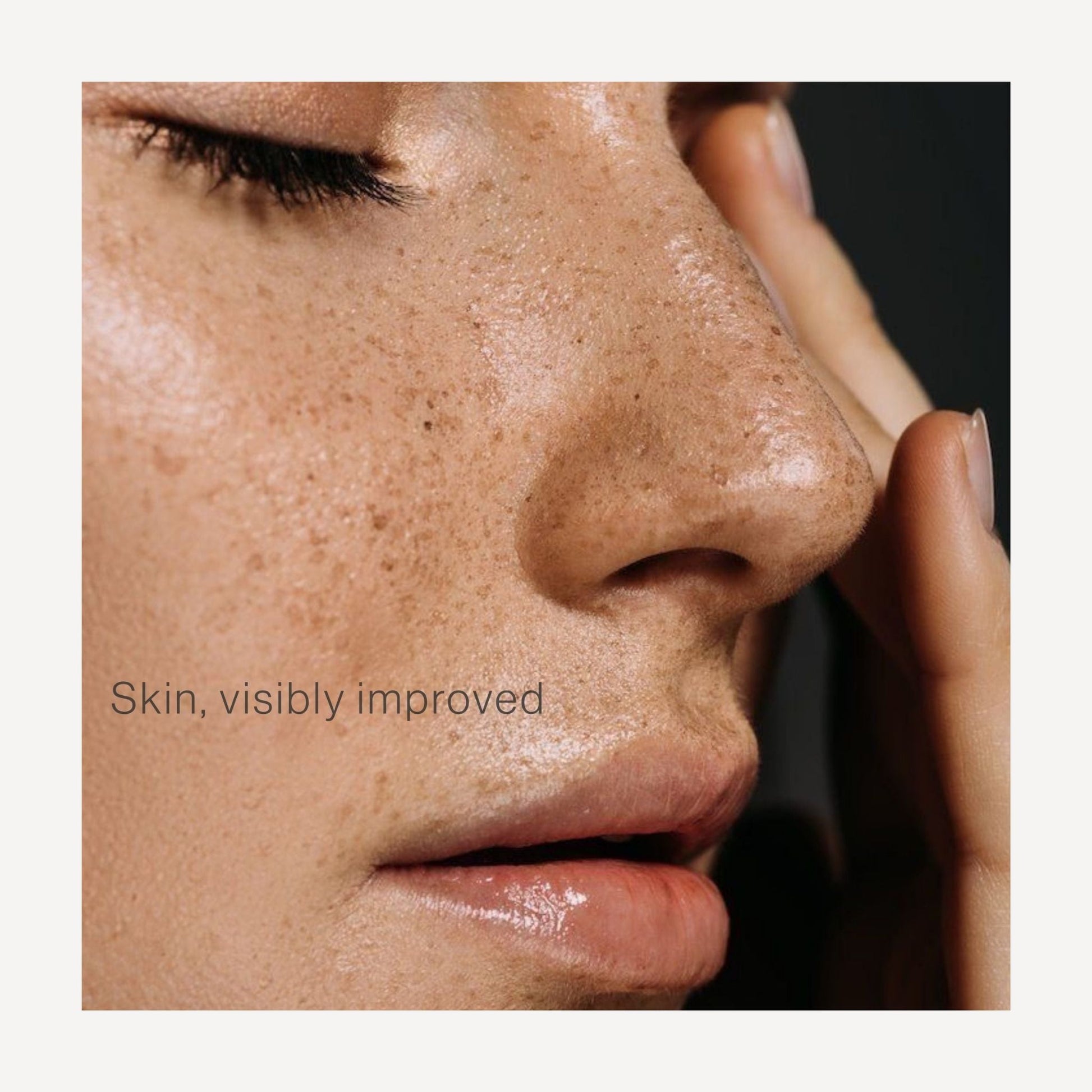 Close-up of glowing skin after using rosehip seed oil 